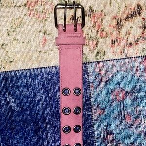 pink suede grommet belt
